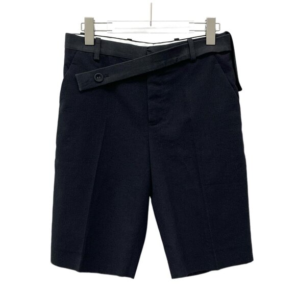 FW0182 Louis Vuitton Lv Black overlapping belt linen casual shorts 38 S size - Picture 1 of 8
